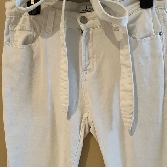 H&H Harmony & Havoc White Denim Stretch Capris Size 8 Inseam 22 Tie Belt - Picture 2 of 12